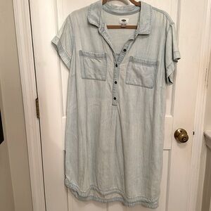 Old Navy Light Wash Denim Shirt Dress - Pale Blue